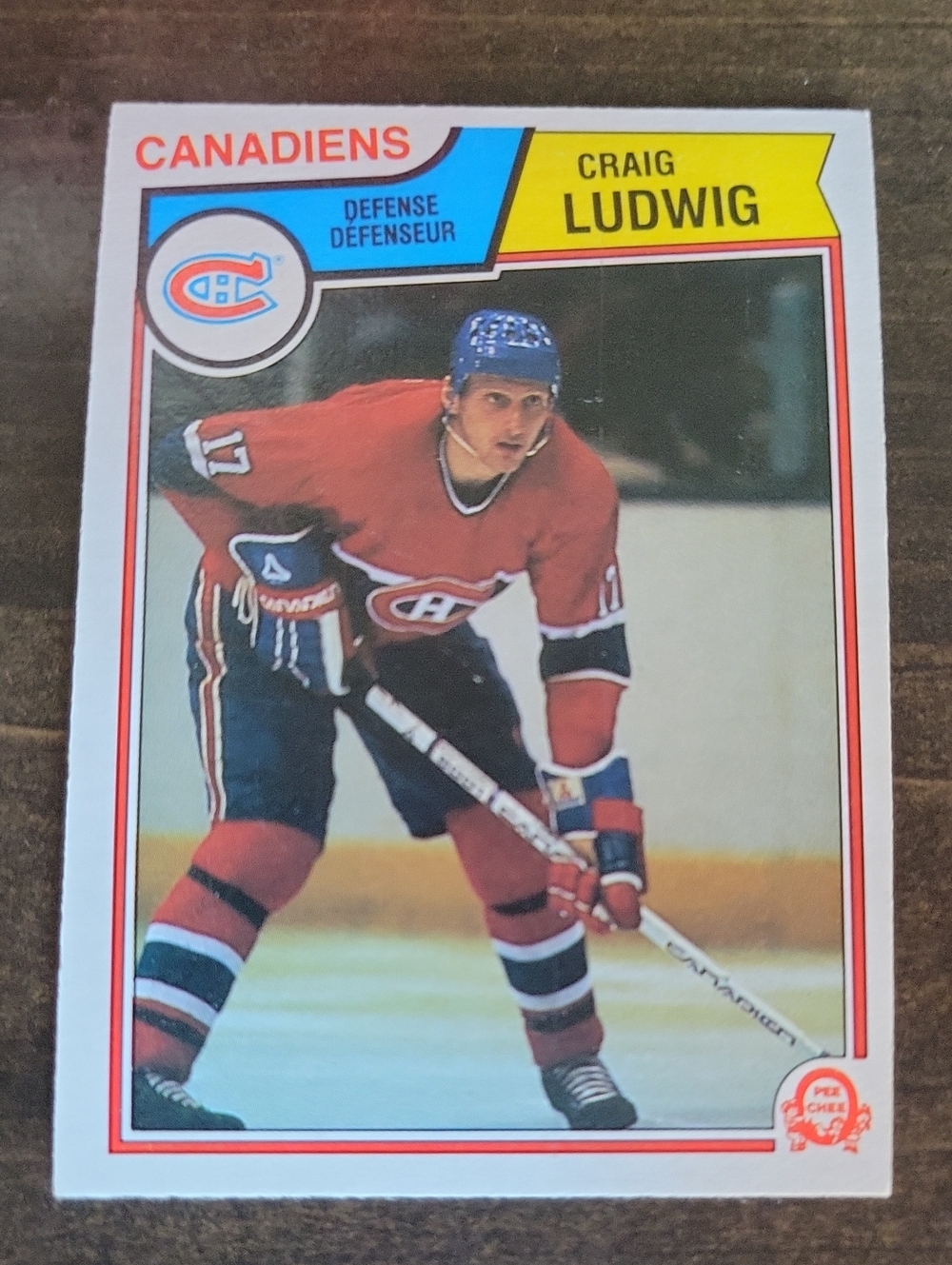 1983/84 OPC Craig Ludwig Canadiens Hockey Card - Red Jersey